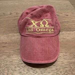 Chi Omega Embroidered Faded Red Cap